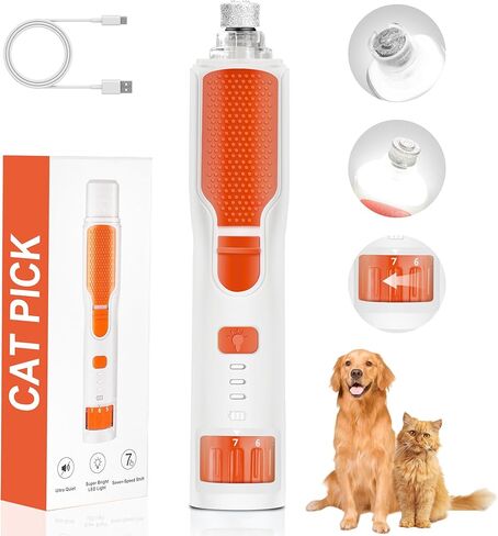 CATPICK 7-Speed Quiet Dog & Cat Nail Grinder with 360° LED for Thick Nails in Saudi Arabia