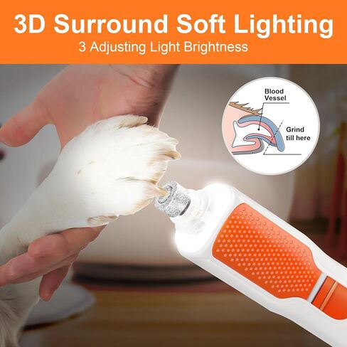 CATPICK 7-Speed Quiet Dog & Cat Nail Grinder with 360° LED for Thick Nails in Saudi Arabia