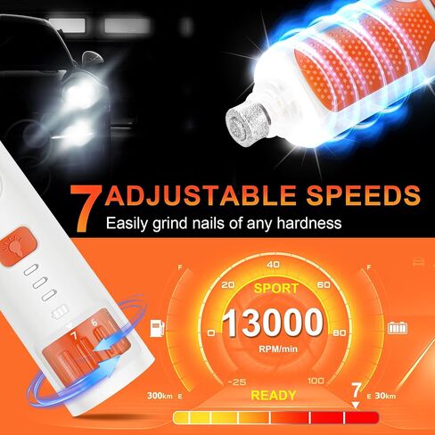 CATPICK 7-Speed Quiet Dog & Cat Nail Grinder with 360° LED for Thick Nails in Saudi Arabia