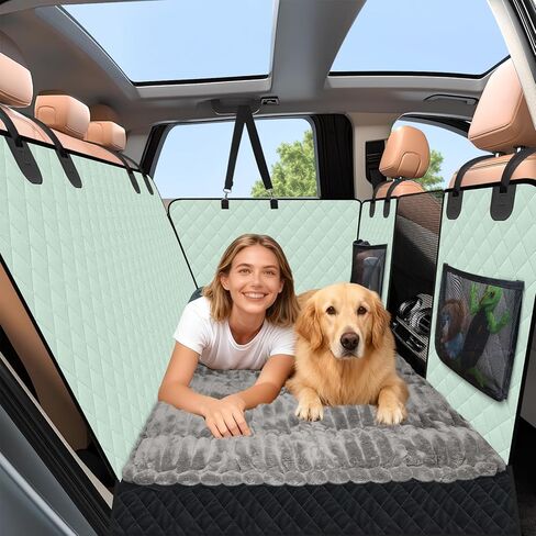 Dog Car Seat Cover Set for Back Seat, Back Seat Cover + Pet Bed Mat Perfect with Mesh Window, Hammock 600D Heavy Duty Scratch Proof Nonslip Durable Soft Back Seat Covers for Cars Trucks and SUVs in Saudi Arabia