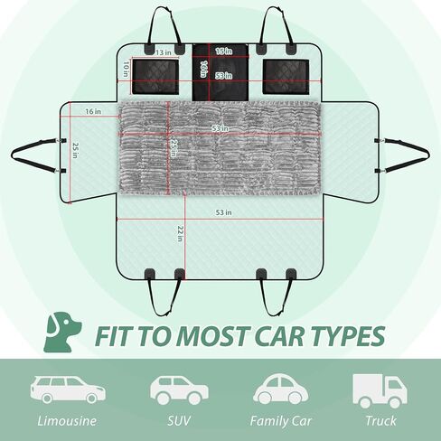 Dog Car Seat Cover Set for Back Seat, Back Seat Cover + Pet Bed Mat Perfect with Mesh Window, Hammock 600D Heavy Duty Scratch Proof Nonslip Durable Soft Back Seat Covers for Cars Trucks and SUVs in Saudi Arabia