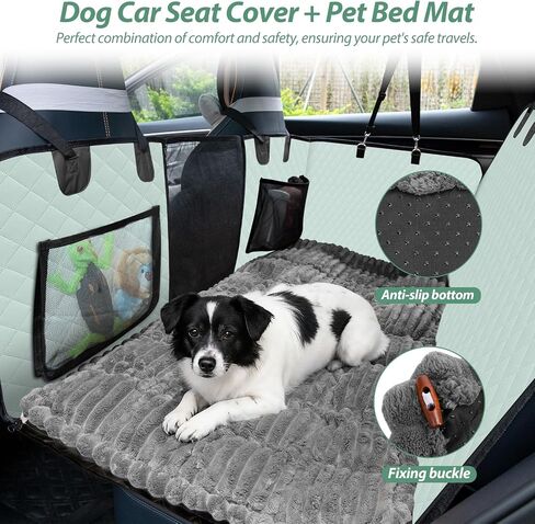 Dog Car Seat Cover Set for Back Seat, Back Seat Cover + Pet Bed Mat Perfect with Mesh Window, Hammock 600D Heavy Duty Scratch Proof Nonslip Durable Soft Back Seat Covers for Cars Trucks and SUVs in Saudi Arabia
