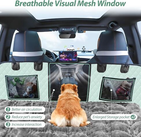 Dog Car Seat Cover Set for Back Seat, Back Seat Cover + Pet Bed Mat Perfect with Mesh Window, Hammock 600D Heavy Duty Scratch Proof Nonslip Durable Soft Back Seat Covers for Cars Trucks and SUVs in Saudi Arabia