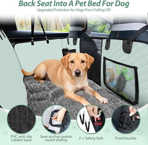 Dog Car Seat Cover Set for Back Seat, Back Seat Cover + Pet Bed Mat Perfect with Mesh Window, Hammock 600D Heavy Duty Scratch Proof Nonslip Durable Soft Back Seat Covers for Cars Trucks and SUVs in Saudi Arabia