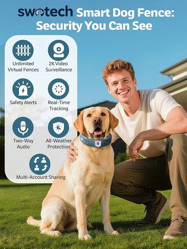 Wireless Dog Fence System, GPS Dog Fence Collar with 2K Camera, Live Video & Recording, Virtual Fence, GPS Tracker, Two-Way Audio, Waterproof, 5-Day Battery, for Medium & Large Dogs in Saudi Arabia