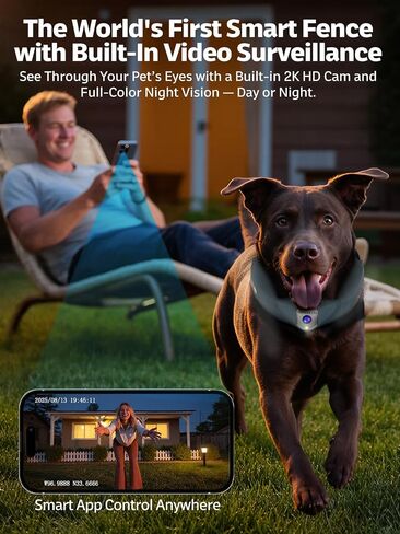 Wireless Dog Fence System, GPS Dog Fence Collar with 2K Camera, Live Video & Recording, Virtual Fence, GPS Tracker, Two-Way Audio, Waterproof, 5-Day Battery, for Medium & Large Dogs in Saudi Arabia