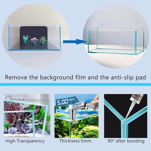 3.5 Gallon Fish Tank 30 * 30 * 15CM- Low Iron Glass Aquarium with Non-Slip Mat, Background Paper & Corner Protectors | Betta, Turtle, Shrimp Habitat Kit | Beginner Friendly Small Aquarium in Saudi Arabia
