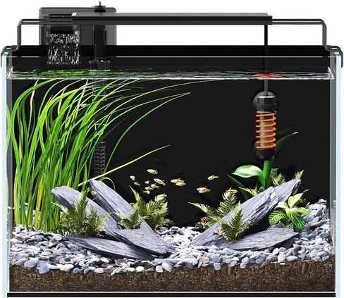 5 Gallon Fish Tank Aquarium Kit with Filter, Heater, LED Light with Timer, Siphon Vacuum Cleaner, Lid, Self-Cleaning Glass Rimless Betta Tank in Saudi Arabia