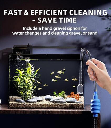 5 Gallon Fish Tank Aquarium Kit with Filter, Heater, LED Light with Timer, Siphon Vacuum Cleaner, Lid, Self-Cleaning Glass Rimless Betta Tank in Saudi Arabia