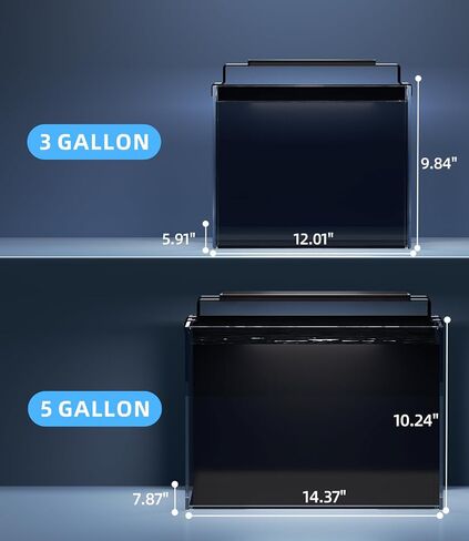 5 Gallon Fish Tank Aquarium Kit with Filter, Heater, LED Light with Timer, Siphon Vacuum Cleaner, Lid, Self-Cleaning Glass Rimless Betta Tank in Saudi Arabia