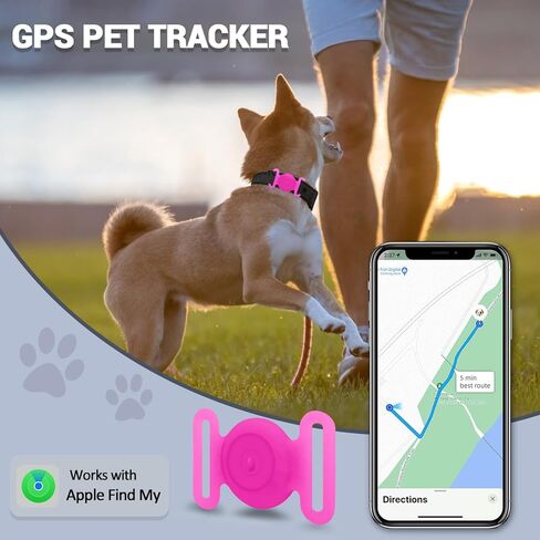 جهاز تعقب GPS للكلاب، جهاز تعقب صغير للحيوانات الأليفة بنظام تحديد المواقع العالمي (GPS) مع غطاء سيليكون، جهاز تعقب GPS مقاوم للماء IPX8 للأطفال، بدون رسوم شهرية، يعمل مع Apple Find My (iOS فقط)، جهاز تعقب ذكي لتعقب الكلاب والحيوانات الأليفة - أسود - 6 in Kuwait