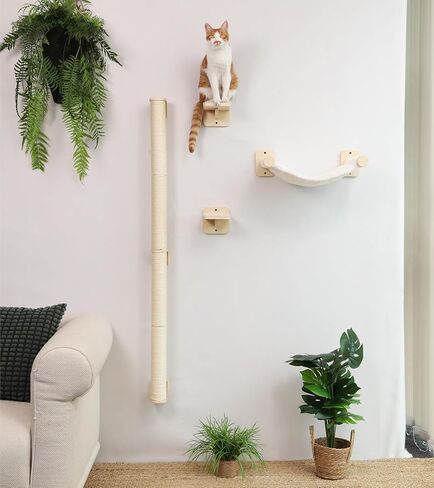 Fukumaru Cat Wall Scratcher ، 28 بوصة مثبتة على الحائط من الخدش ، شجرة تسلق سيزال قوية للقطط الداخلية in Kuwait