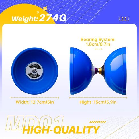MAGICYOYO Pro Triple Bearing Diabolo Yoyo for Kids 8-12 & Adults - Blue in Kuwait