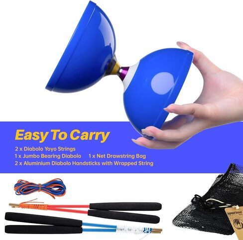 MAGICYOYO Pro Triple Bearing Diabolo Yoyo for Kids 8-12 & Adults - Blue in Kuwait