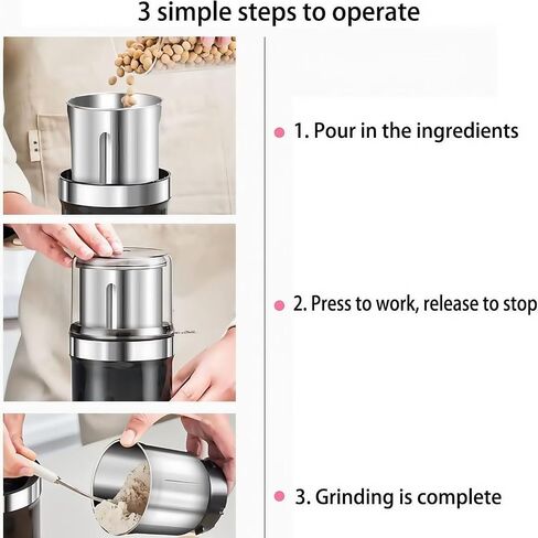 Electric multi-function grinder large capacity stainless steel double cup wet and dry dual-use coffee spice grinder suitable for home kitchen(Double cup double blade) in Saudi Arabia