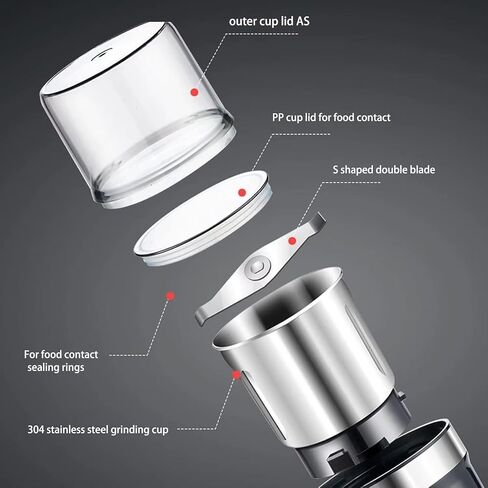 Electric multi-function grinder large capacity stainless steel double cup wet and dry dual-use coffee spice grinder suitable for home kitchen(Double cup double blade) in Saudi Arabia