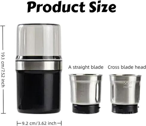Electric multi-function grinder large capacity stainless steel double cup wet and dry dual-use coffee spice grinder suitable for home kitchen(Double cup double blade) in Saudi Arabia