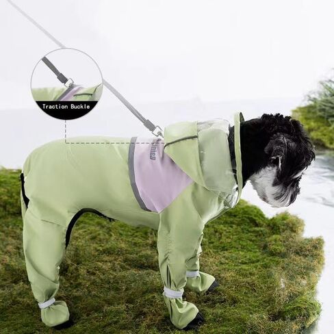Waterproof Dog Raincoat with Clear Hood & Leash Hole Adjustable Dog Rain Jacket with Full-Leg Coverage for Dry Paws – Lightweight & Breathable for Small/Medium Dogs (Blue, XX-Large) in Saudi Arabia