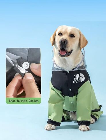 Waterproof Dog Raincoat with Clear Hood & Leash Hole Adjustable Dog Rain Jacket with Full-Leg Coverage for Dry Paws – Lightweight & Breathable for Small/Medium Dogs (Blue, XX-Large) in Saudi Arabia
