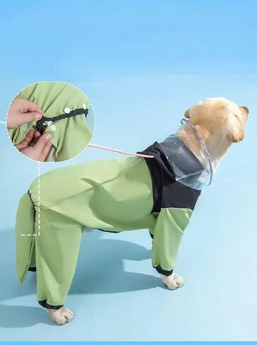 Waterproof Dog Raincoat with Clear Hood & Leash Hole Adjustable Dog Rain Jacket with Full-Leg Coverage for Dry Paws – Lightweight & Breathable for Small/Medium Dogs (Blue, XX-Large) in Saudi Arabia