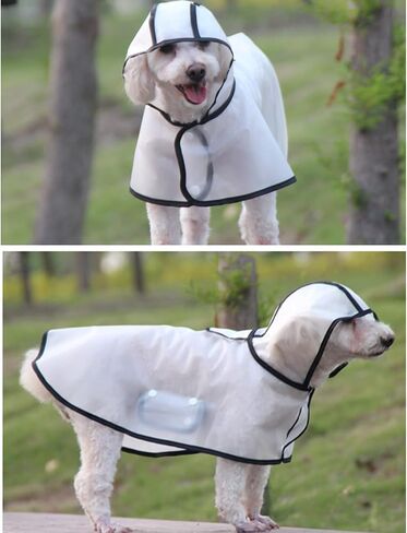 Portable Waterproof Transparent Dog Raincoat, Light Breathable Hooded Rain Jacket for Small, Medium, and Large Dogs, Puppy Rain Poncho Cape, Dog Raincoats for Small Dogs, Puppy Raincoat(M) in Saudi Arabia