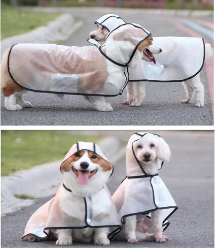 Portable Waterproof Transparent Dog Raincoat, Light Breathable Hooded Rain Jacket for Small, Medium, and Large Dogs, Puppy Rain Poncho Cape, Dog Raincoats for Small Dogs, Puppy Raincoat(M) in Saudi Arabia