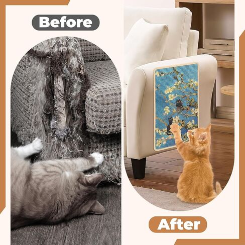 Sisal Cat Scratcher Mat, Cat Wall Scratcher for Indoor Cats, 23.6x15.7 Inch Cat Scratch Pad with Hook & Loop, Wall Mounted Cat Scratching Post to Protect Couch and Carpet（Almond Blossoms） in Saudi Arabia