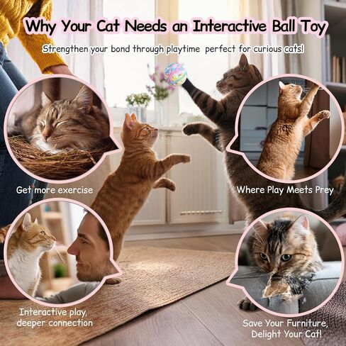 Cat Toys Balls 12Pcs Yarn Cat Balls with Bells Inside, Interactive Kitten Chew Toys for Indoor Kittens Kitty,Muticolor, Crinkle Toys Set，1.7 inches in Saudi Arabia