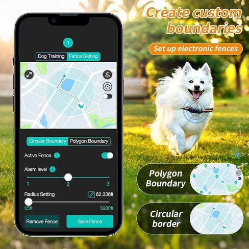 طوق سياج كلب GPS لاسلكي - جهاز تعقب ذكي 4G مع سياج جغرافي، تطبيق مجاني، مسار تاريخي، IP67 مقاوم للماء، بطارية 500 مللي أمبير في الساعة، بدون اشتراك - للكلاب المتوسطة والكبيرة in Kuwait