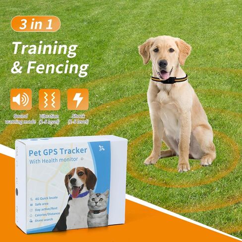 طوق سياج كلب GPS لاسلكي - جهاز تعقب ذكي 4G مع سياج جغرافي، تطبيق مجاني، مسار تاريخي، IP67 مقاوم للماء، بطارية 500 مللي أمبير في الساعة، بدون اشتراك - للكلاب المتوسطة والكبيرة in Kuwait