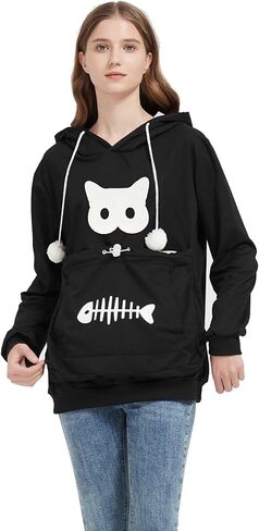 Gets Pet Cat Dog Pouch هوديي هريرة جرو حامل الناقل البلوز كم طويل الكنغر جيب هوديي للجنسين (رمادي داكن، L) in Saudi Arabia