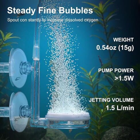 Aquarium Air Stone Disc, CO2 Diffuser for Aquarium Plants Fish Tank Nano Bubble Stone Kit Ultra-high Dissolved Bubbler Airstone with Accessories for Fish Tank and Small Bucket in Saudi Arabia
