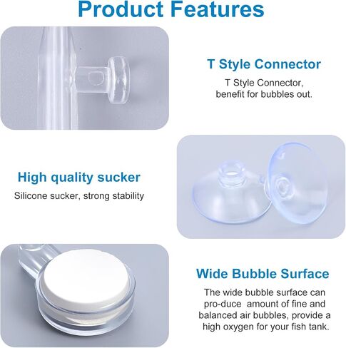 Aquarium Air Stone Disc, CO2 Diffuser for Aquarium Plants Fish Tank Nano Bubble Stone Kit Ultra-high Dissolved Bubbler Airstone with Accessories for Fish Tank and Small Bucket in Saudi Arabia