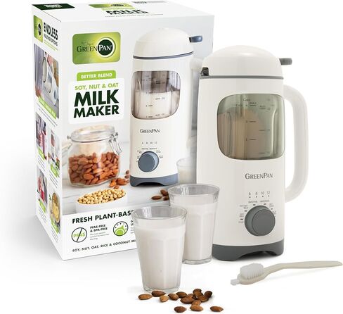 GreenPan Nut Milk Maker, 15-in-1 Homemade Soy, Almond, Oat, Coconut, Non-Dairy, Rice, Soup, Baby Food, BPA-Free, Smooth Creamy Texture, Self Clean, Barista Quality Milk, Delay Start, Boil Water, Cream in Saudi Arabia