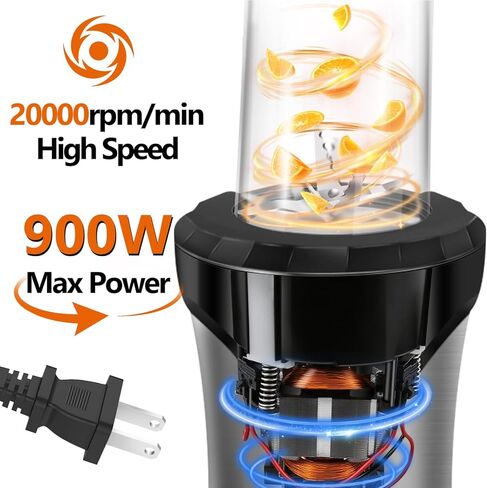 900W Blender for Smoothies, Personal Blender for Shakes and Ice Crushing for Kitchen with 3 Portable Cups, Single Serve Smoothies Maker for Juices, Frozen Drinks in Saudi Arabia