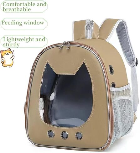 Transparent cat Backpack, Spacious, Comfortable, and Breathable.(Cloud Khaki) in Saudi Arabia