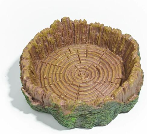 Reptile Water and Food Bowl, Natural Tree Bark Design, Round Shallow Dish, Terrarium Feeding Dish for Lizards, Snakes, Amphibians (Small) in Saudi Arabia