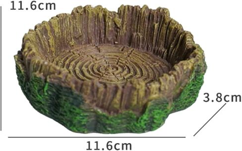 Reptile Water and Food Bowl, Natural Tree Bark Design, Round Shallow Dish, Terrarium Feeding Dish for Lizards, Snakes, Amphibians (Small) in Saudi Arabia
