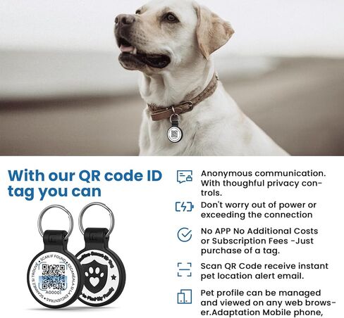 علامات سيليكون للكلاب مخصصة للحيوانات الأليفة مع رمز الاستجابة السريعة ومعلومات الاتصال في حالات الطوارئ ومكافحة الفقدان وتنبيهات موقع المسح الضوئي (أسود-L) in Kuwait