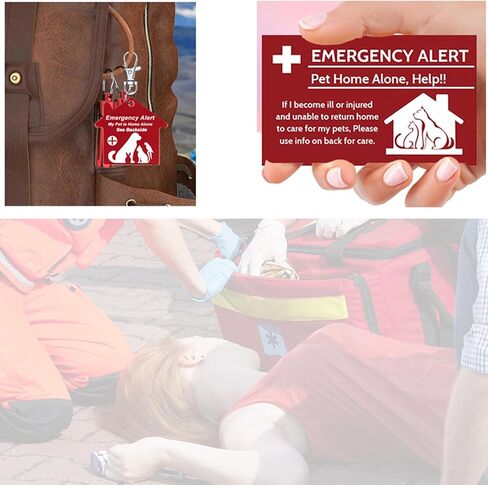 10 قطع بطاقة محفظة My Pet is Home Alone للاتصال في حالات الطوارئ قابلة للكتابة مع 10 قطع أكمام و2 قطعة تنبيه للطوارئ، انظر بطاقة المحفظة للحيوانات الأليفة للحصول على تفاصيل علامة سلسلة المفاتيح in Kuwait