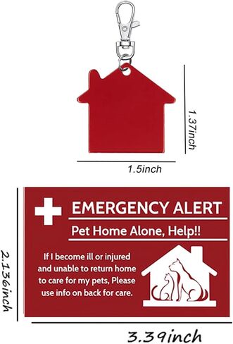 10 قطع بطاقة محفظة My Pet is Home Alone للاتصال في حالات الطوارئ قابلة للكتابة مع 10 قطع أكمام و2 قطعة تنبيه للطوارئ، انظر بطاقة المحفظة للحيوانات الأليفة للحصول على تفاصيل علامة سلسلة المفاتيح in Kuwait