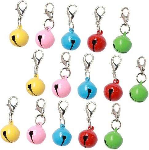 20Pcs Colorful Pet Bells for Dog and Cat Collars Decorative DIY Charms with Keychain Clip Durable Pendant Accessories for Customizing Pet Accessories in Saudi Arabia
