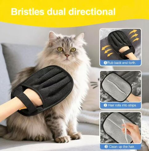 Amouy Pet Hair Removal Glove for Cats & Dogs, 2 PCS Upgraded Five-Finger Electrostatic Pet Hair Gloves, Reusable Magic Brush Pet Hair Remover Tool for Laundry, Couch, Carpet, Car Seat in Saudi Arabia