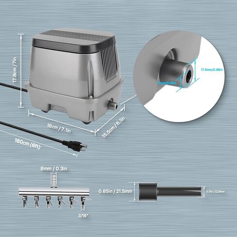 AquaMiracle Linear Air Pump ZP-40/ZP-60/ZP-100/ZP-200 for Pond Aeration, 635/950/1600/4000GPH Septic Air Pump Pond Aerators for Outdoor Ponds, Waste Treatment, Aquarium, Fish Farm, Seafood Restaurant in Saudi Arabia