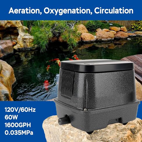 AquaMiracle Linear Air Pump ZP-40/ZP-60/ZP-100 for Pond Aeration, 635/950/1600GPH Septic Air Pump Pond Aerators for Outdoor Ponds, Waste Treatment, Aquarium, Fish Farm, Seafood Restaurant in Saudi Arabia