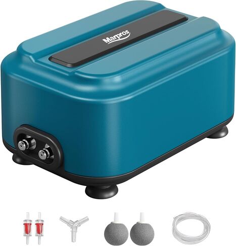 Aquarium Air Pump with Adjustable Double Outlet air Stone Bubbler for Fish Tank, Silent Fish Tank Aerator with Accessories, 2.5W/5W/8W/12W for Up to 300 Gallon Tank in Kuwait