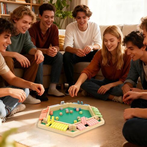 WOOD CITY Shut The Box Game Wooden for 2-6 Players, Close The Box Math Game for Kids Adults with 16 Dice, 6 Way Tabletop Quick Board Game for Family Friends 3+ Years Old in Classroom, Party or Pub in Saudi Arabia