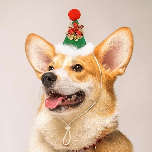 Dog Christmas Hats - Cute Pet Headwear Red Plaid, Festive Santa Hat for Cats & Dogs Holiday Photos in Saudi Arabia