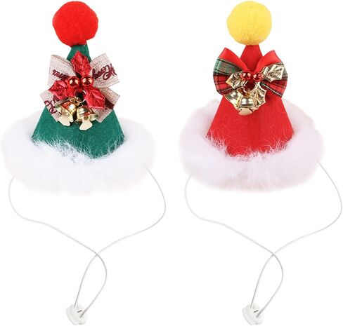 Dog Christmas Hats - Cute Pet Headwear Red Plaid, Festive Santa Hat for Cats & Dogs Holiday Photos in Saudi Arabia