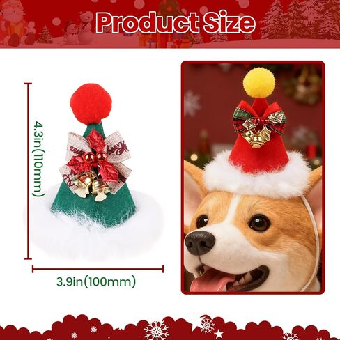 Dog Christmas Hats - Cute Pet Headwear Red Plaid, Festive Santa Hat for Cats & Dogs Holiday Photos in Saudi Arabia